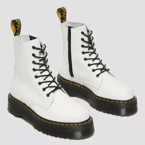 Dr. Martens Jadon White Leather Platform Boots